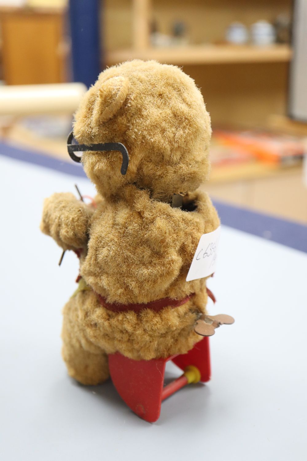 An automaton knitting bear, height 16cm